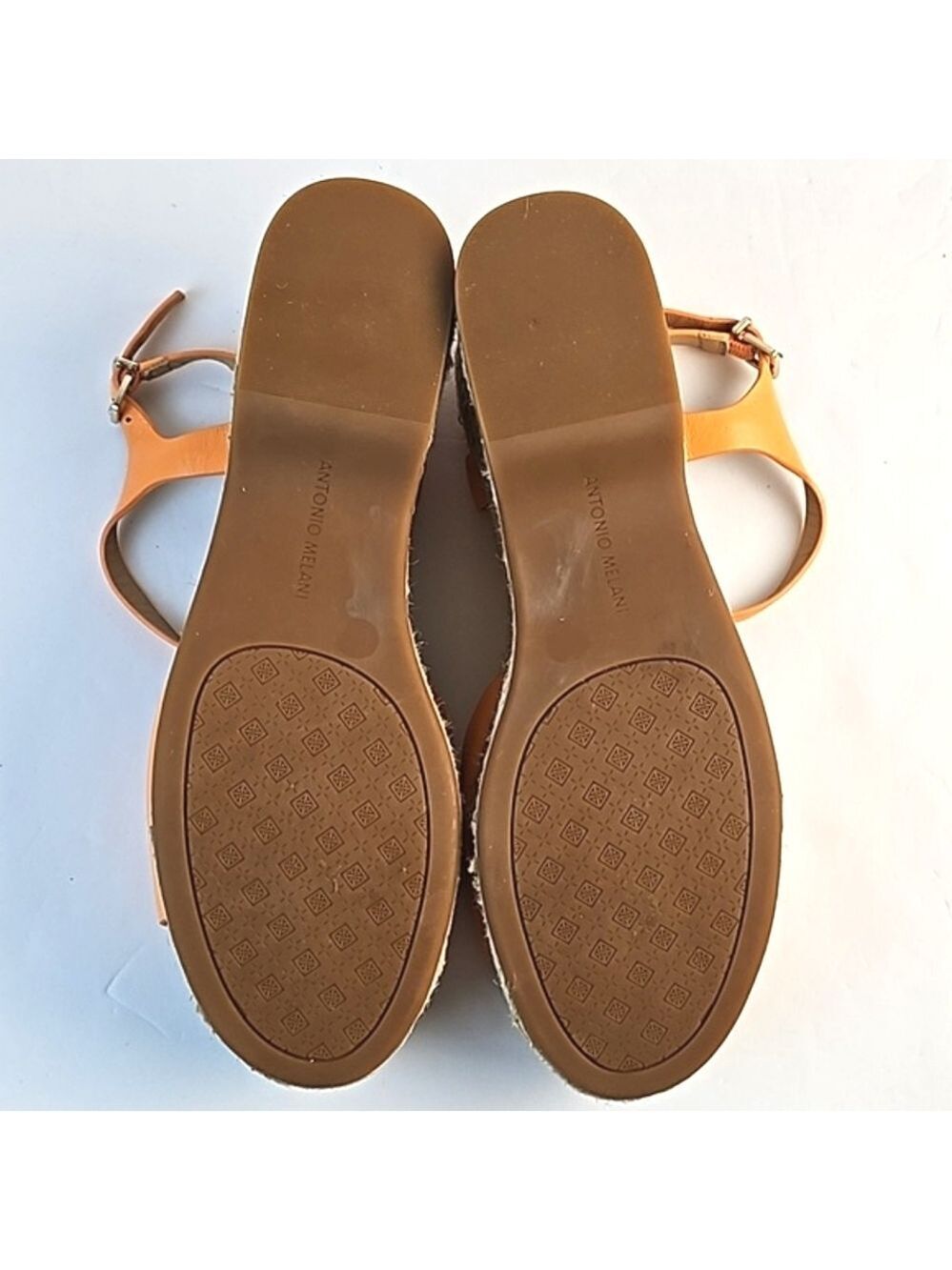 Antonio Melani Light Orange Leather Platform Wedge Ankle Strap Espadrill… - Picture 12 of 16